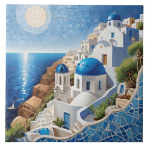 Santorini Griechenland Mixed Media Mosaik - Griech Fliese