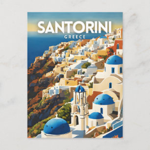 Santorini Griechenland Nostalgische Reisen Kunst Postkarte