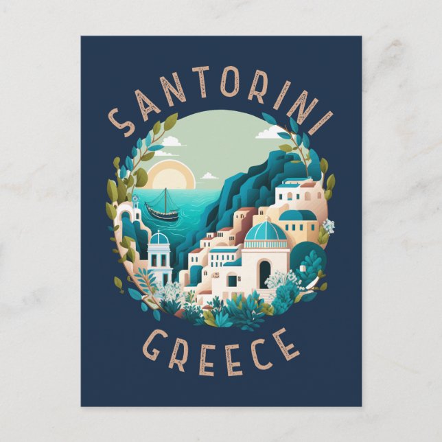 Santorini Griechenland Not leidender Kreis Postkarte (Vorderseite)
