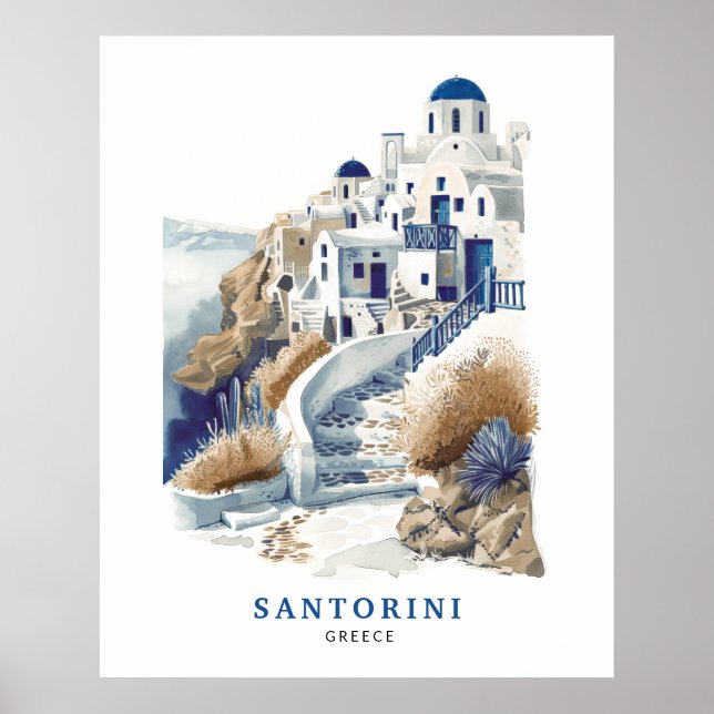 Santorini Griechenland Reisen Art Poster (Vorne)