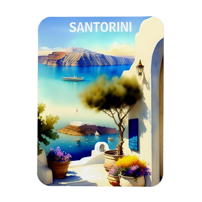 Santorini Griechenland Reisen Malerei Magnet (Vertikal)