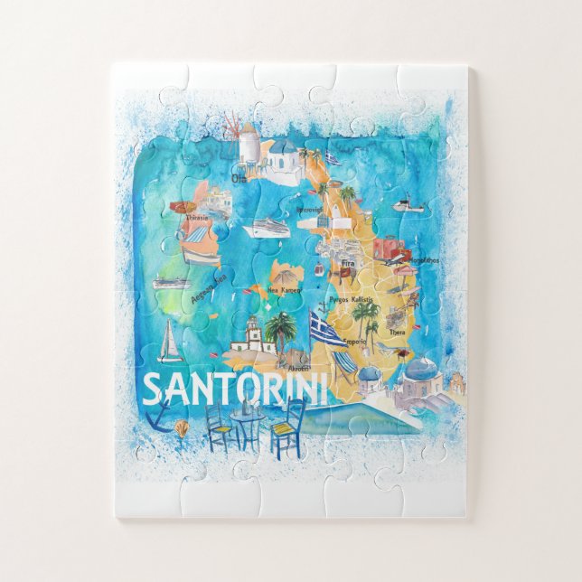 Santorini Griechenland Reiseplan Puzzle (Vertikal)