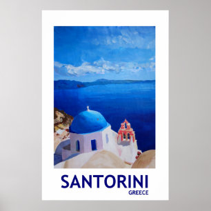 Santorini Griechenland - Retro Art-Plakat II Poster