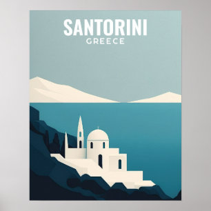 Santorini Griechenland Retro Minimalist Poster