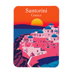 Santorini, Griechenland Retro Travel Ocean Sunset Magnet