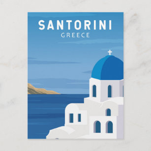 Santorini Griechenland Retro Vintag Postkarte