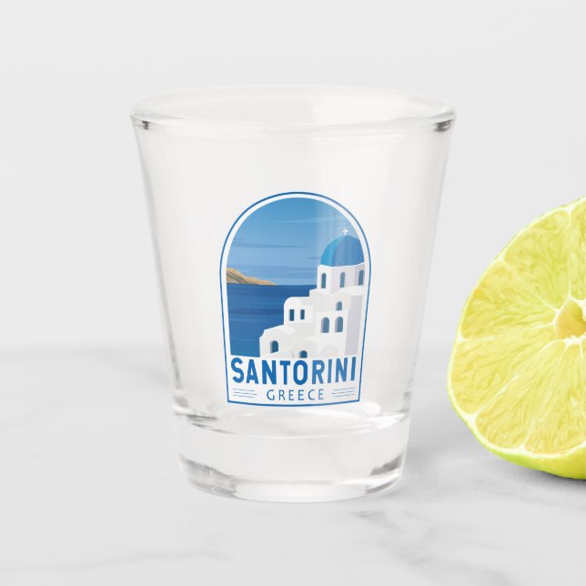Santorini Griechenland Retro Vintag Schnapsglas (Vorderseite)
