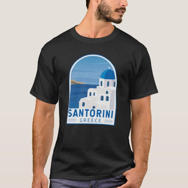 Santorini Griechenland Retro Vintag T-Shirt (Vorderseite)