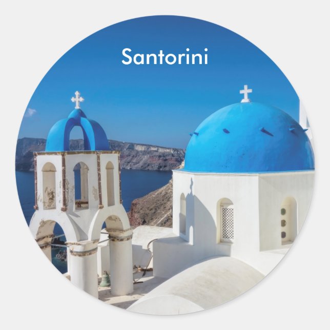 Santorini Griechenland Runder Aufkleber (Vorderseite)