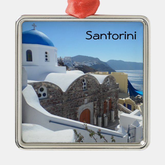 Santorini, Griechenland Silbernes Ornament (Vorne)