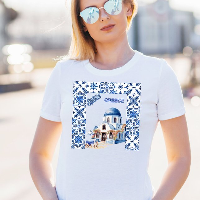 Santorini Griechenland Sommerurlaub T-Shirt (Von Creator hochgeladen)