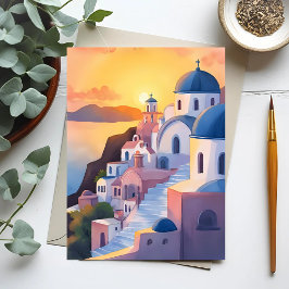 Santorini, Griechenland | Sonnenuntergang an der K Postkarte
