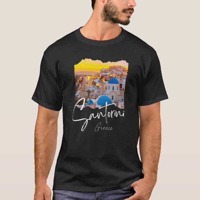 Santorini Griechenland Souvenir 6 T-Shirt (Vorderseite)