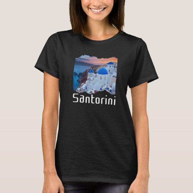 Santorini Griechenland Souvenir 8 T-Shirt (Vorderseite)