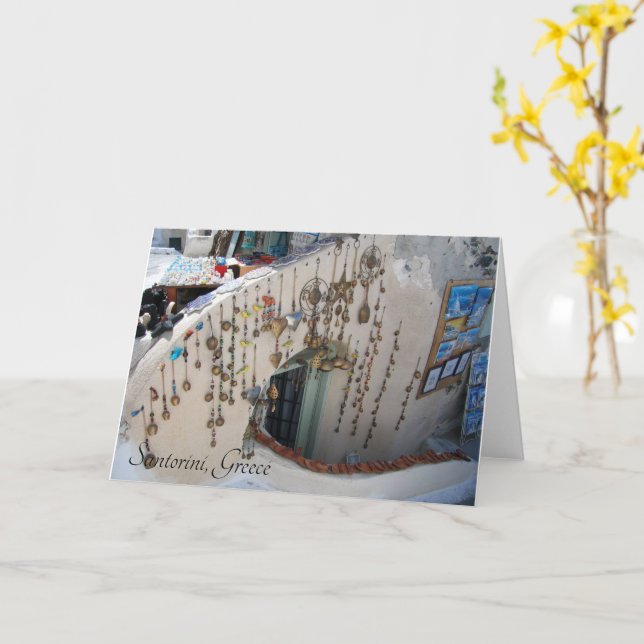 Santorini, Griechenland Souvenirs - Karte (Gelbe Blume)