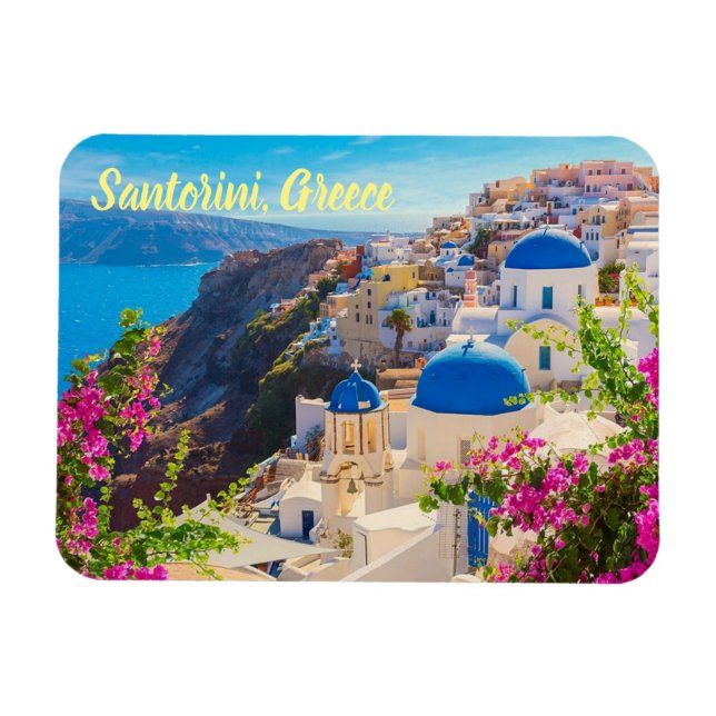 Santorini Griechenland stilisiert Magnet (Horizontal)