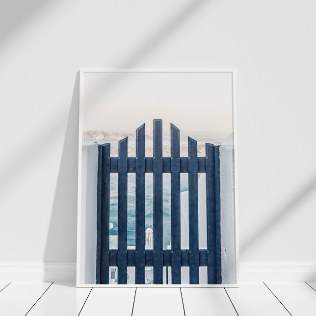 Santorini Griechenland Summer Poster (Santorini Greece Summer Poster in a white frame.)