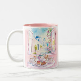 Santorini Griechenland Tourist Pink Cake Dessert C Zweifarbige Tasse