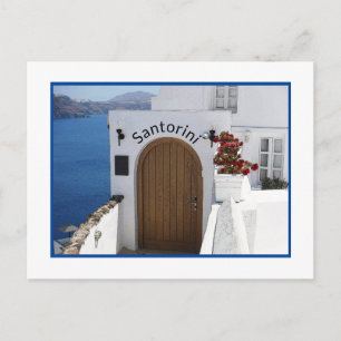 SANTORINI, GRIECHENLAND/TYPISCH-WEISSE ARCHITEKTUR POSTKARTE