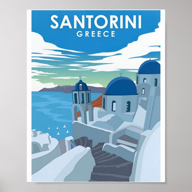 Santorini Griechenland Vintag Griechenland Reisepl Poster (Vorne)