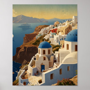 Santorini Griechenland Vintag Griechenland Reisepl Poster