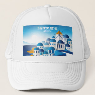 Santorini Griechenland Vintag Wasserfarbe Truckerkappe