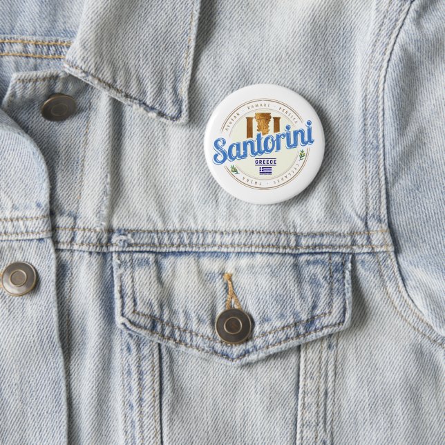 Santorini Griechenland Vintage Ägäis-Cyclades-Inse Button (Beispiel)