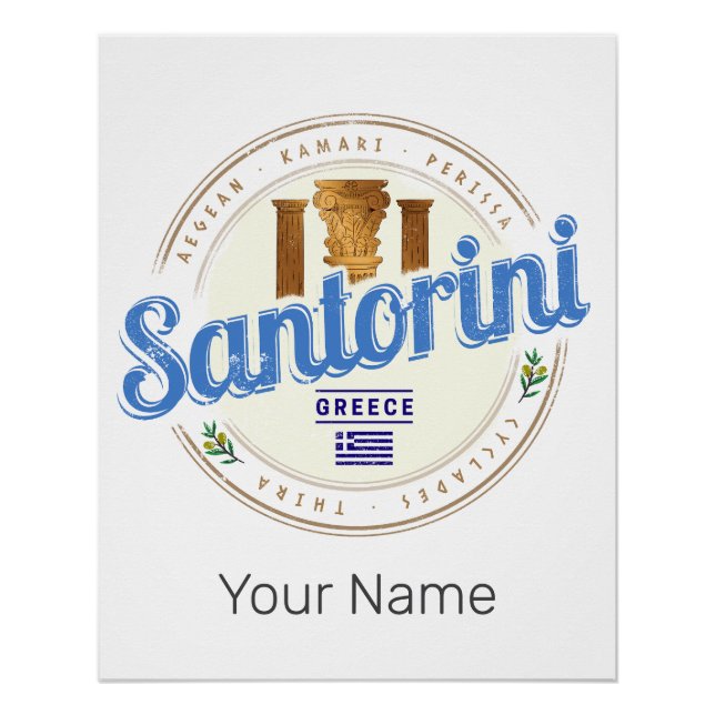 Santorini Griechenland Vintage Ägäis-Cyclades-Inse Poster (Vorderseite)