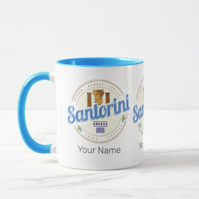 Santorini Griechenland Vintage Ägäis-Cyclades-Inse Tasse (Links)