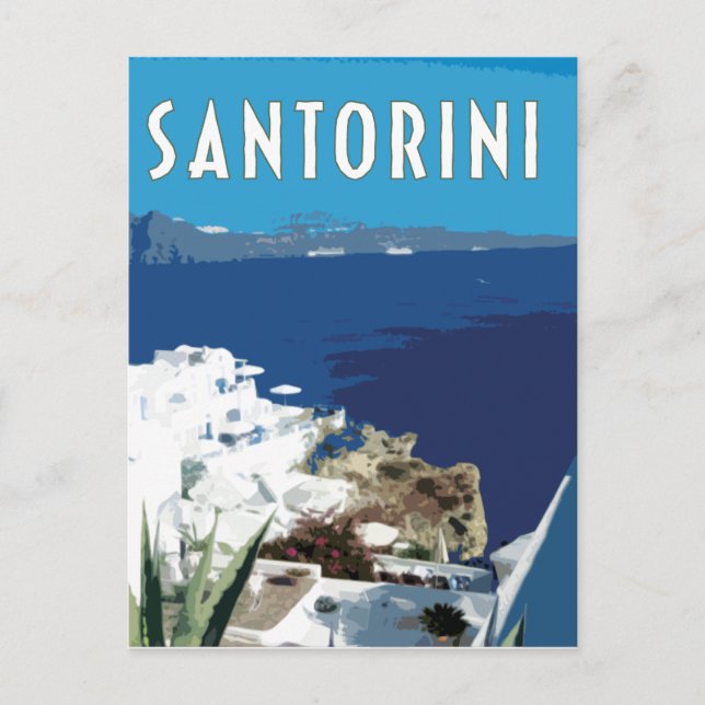 Santorini Griechenland Vintage-Stil Postkarte (Vorderseite)