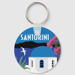 Santorini Griechenland Vintage-Stil Schlüsselanhänger