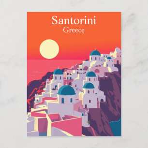 Santorini, Griechenland Vintage Travel Blue Domes Postkarte