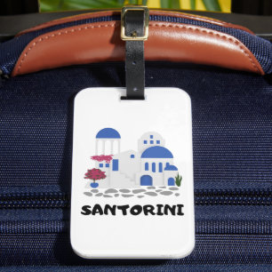 Santorini Griechenland Vintage Travel Gepäckanhänger