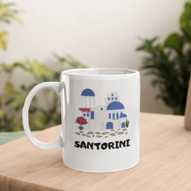 Santorini Griechenland Vintage Travel Kaffeetasse (Santorini Greece Vintage Travel Coffee Mug)