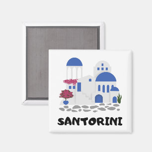 Santorini Griechenland Vintage Travel Magnet