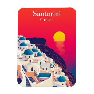 Santorini, Griechenland Vintage Travel Sunset Magnet