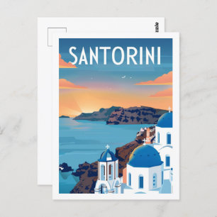 Santorini Griechenland Vintager berühmter Reiseort Postkarte