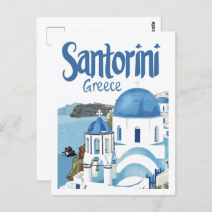 Santorini Griechenland Vintager berühmter Reiseort Postkarte