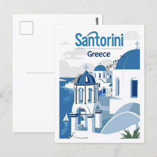 Santorini Griechenland Vintager berühmter Reiseort Postkarte