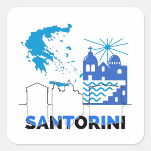 Santorini Griechenland.w Quadratischer Aufkleber