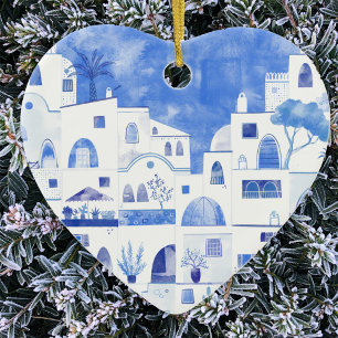 Santorini Griechenland Wassercolor Keramik Ornament
