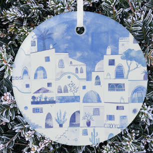 Santorini Griechenland Wassercolor Ornament Aus Glas