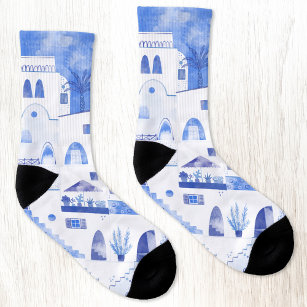 Santorini Griechenland Wassercolor Socken