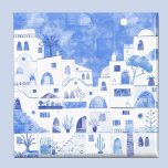 Santorini Griechenland Wasserfarbe Kunst Blau Magnet<br><div class="desc">Ein Gemälde aus der Wasserfarbenwelt der schönen griechischen Insel Santorin. Originelle Kunst von Nic Squirrell.</div>