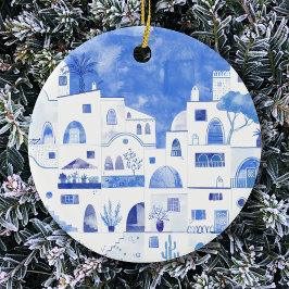 Santorini Griechenland Wasserfarbenwelt Keramik Ornament