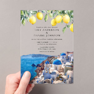 Santorini Griechenland Zitronen Hochzeit Acryleinladungen