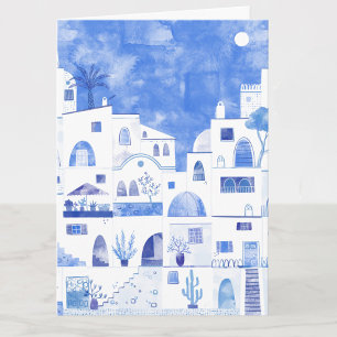 Santorini Griechische Aquarellkarte Karte