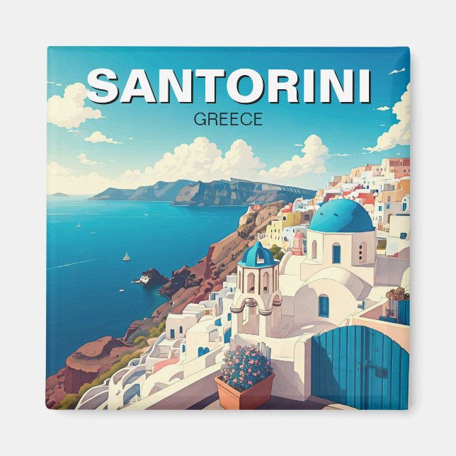 Santorini Griechische Inseln Magnet (Vorne)
