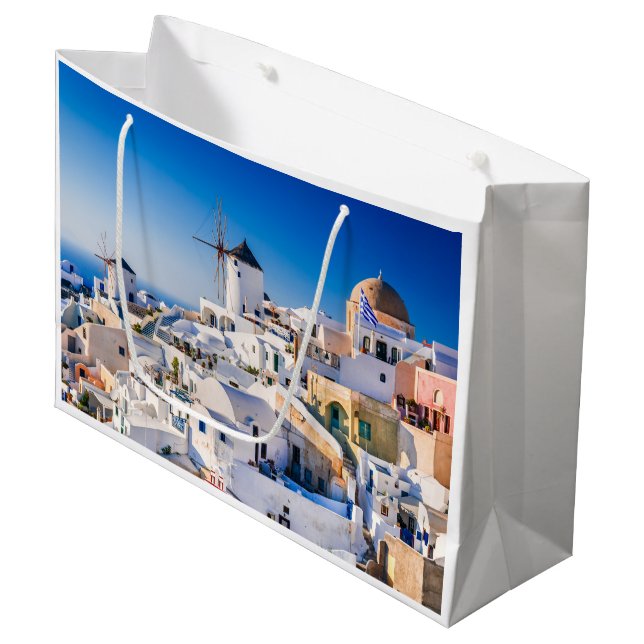 Santorini Große Geschenktüte (Vorderseite Schrägansicht)