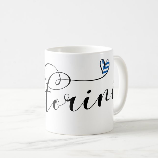 Santorini Herz in Flag, Griechenland, Thira Kaffeetasse (VorderseiteRechts)